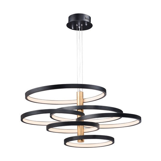 Hoop Chandelier Black and Gold 45.25"Lx 37.5"W - Euro Living Furniture